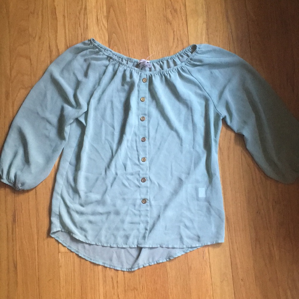 Turquoise flowy long sleeve